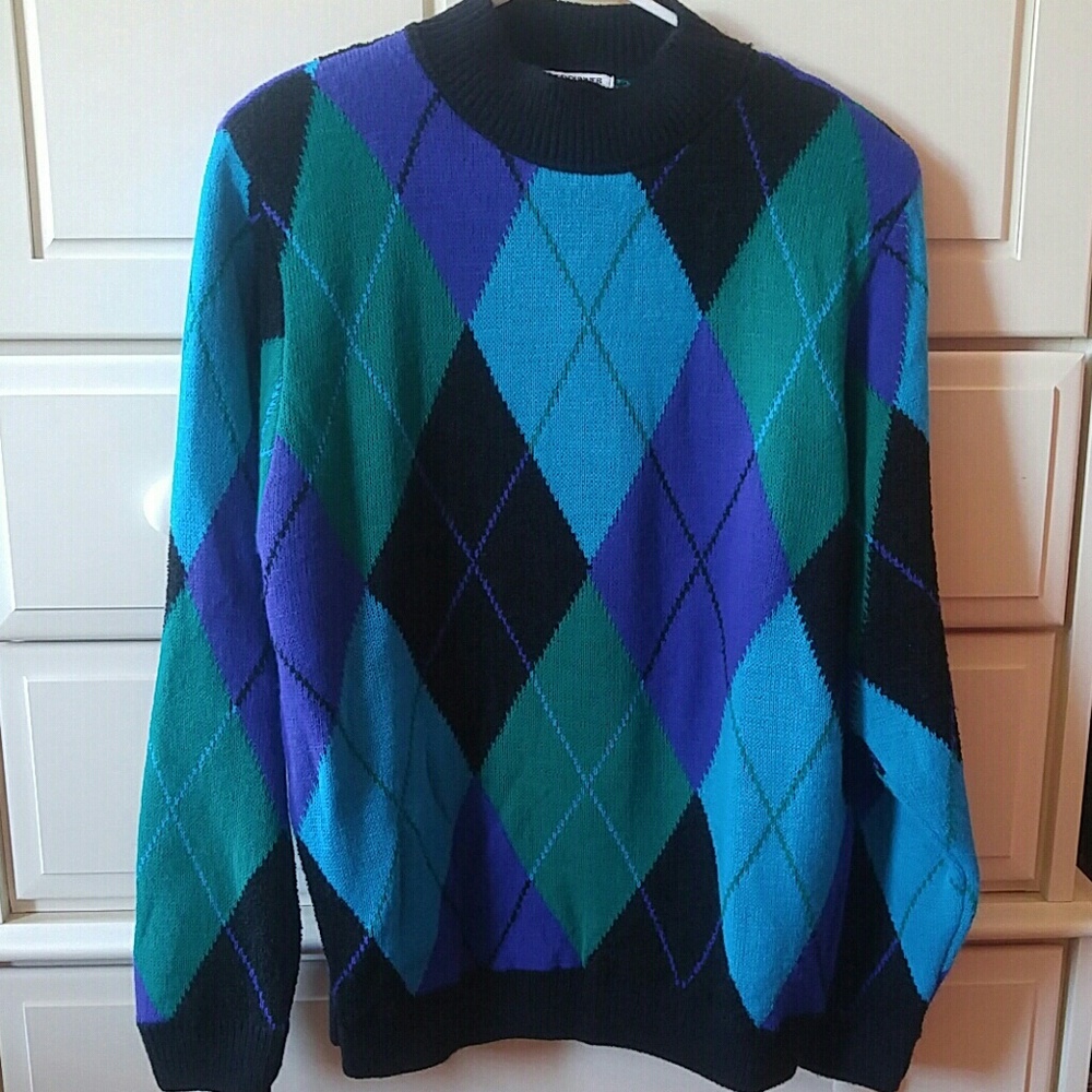 Alfred dunner sweater, blue, purple,green
